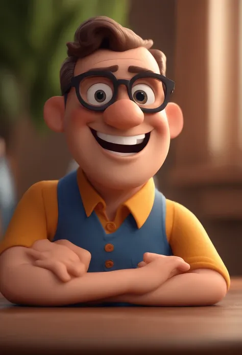 Cartoon character of a man with black glasses and a blue shirt, animation character, Caractere estilizado, animation style rendering, 3D estilizado, Arnold Maya render, 3 d render stylized, toon render keyshot, Personagem 3D, Personagem 3D, 3d rendering st...