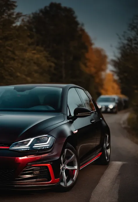 Create a image with a golf gti mk7.5 running a road with stile