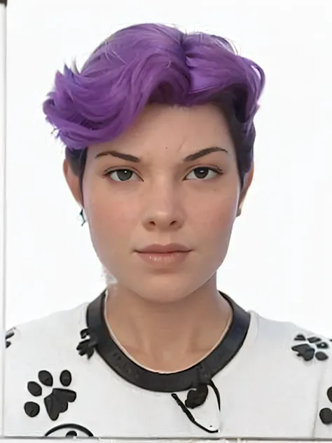 modelo pixar, mulher jovem, cabelo roxo, alta qualidade