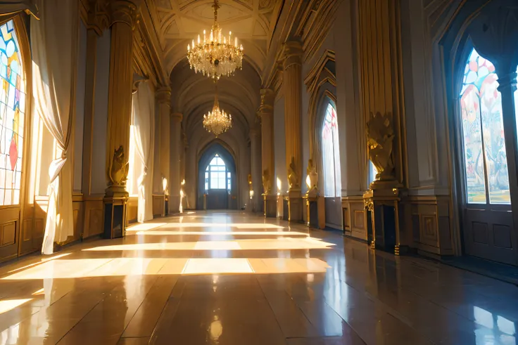 fantasy hallway, royal palace, palace hall, glorious, glorious lighting, window, curtains, wind (best quality,4k,8k,highres,masterpiece:1.2),ultra-detailed,(realistic,photorealistic,photo-realistic:1.37),HDR,UHD,studio lighting,ultra-fine painting,sharp fo...