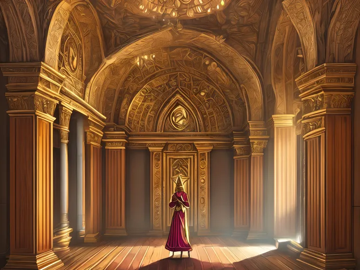 create image of an African priestess in a secret temple room in front of an altar in the center of the large room with a mystical and shiny artifact in her hands image style illustrated comic --auto --s2