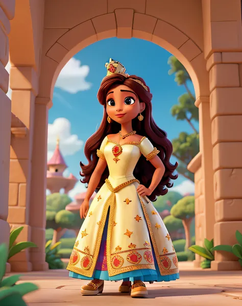 mulher morena em formato de princesa disney pixar