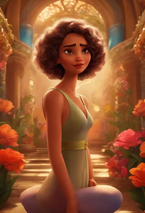 Criar um personagem no estilo pixar dentro de um jaleco. personagem morena