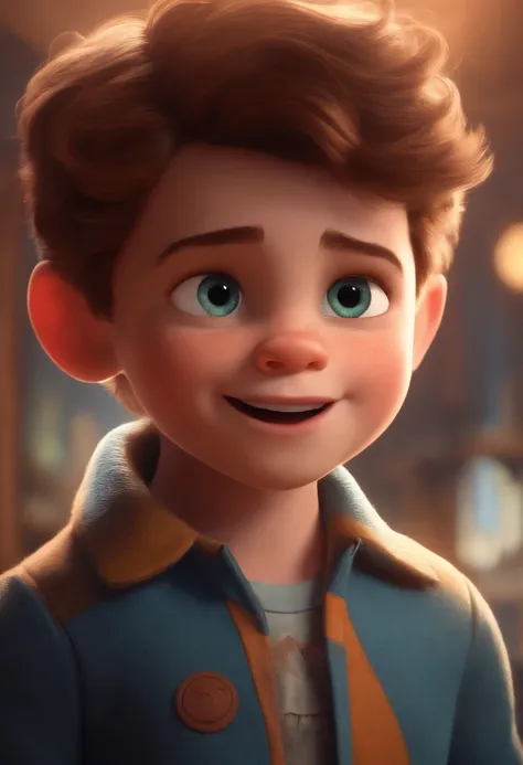 Image of a boy for a story in a YouTube video in Pixar format, Hes the little allabester, Hes the class leader, Hes outgoing, Playful and gets up for a lot of things