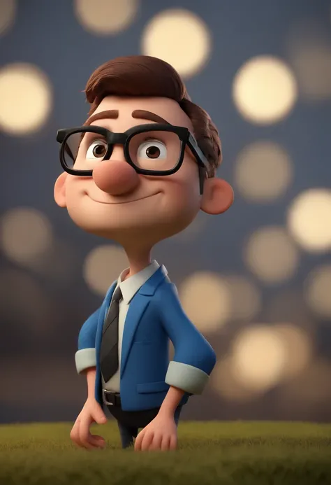 Cartoon character of a man wearing black glasses and a blue shirt, um personagem animado, Caractere estilizado, animation style rendering, 3D estilizado, Arnold Maya render, 3 d render stylized, toon render keyshot, Personagem 3D, Personagem 3D, 3d renderi...