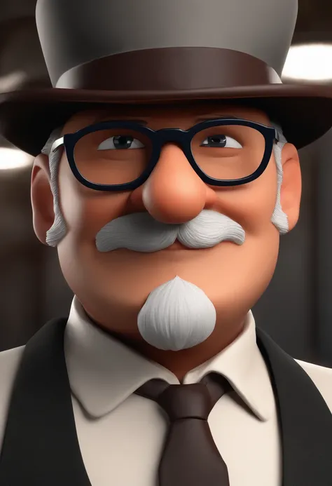 cartoon character of a man with black glasses and a white shirt written Palhatibum, with a thin gray beard and short gray hair and a clown nose and a red hat, animation character, Caractere estilizado, animation style rendering, 3D estilizado, Arnold Maya ...