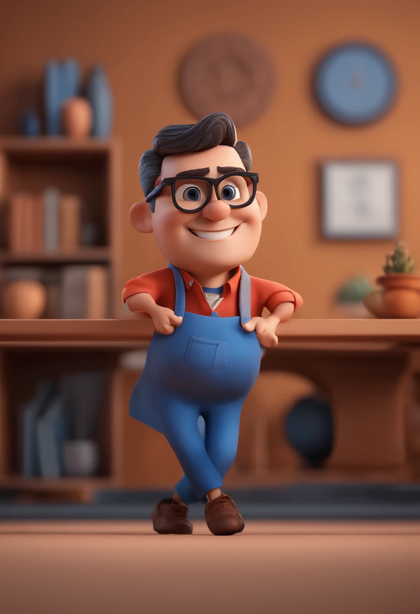 Cartoon character of a man with black glasses and a blue shirt, animation character, Caractere estilizado, animation style rendering, 3D estilizado, Arnold Maya render, 3 d render stylized, toon render keyshot, Personagem 3D, Personagem 3D, 3d rendering st...