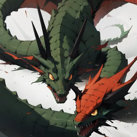 Green red and black dragon