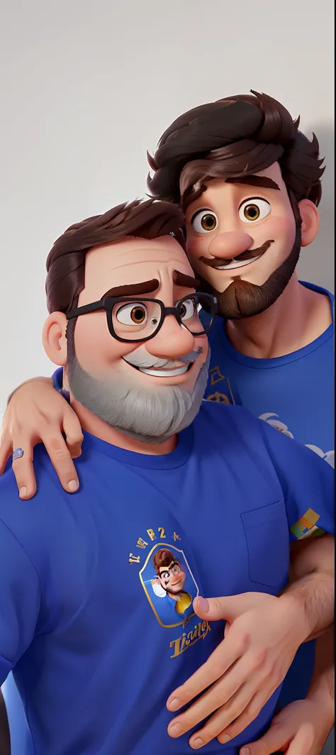 casal de homens com barba no estilo Disney Pixar, alta qualidade, melhor qualidade