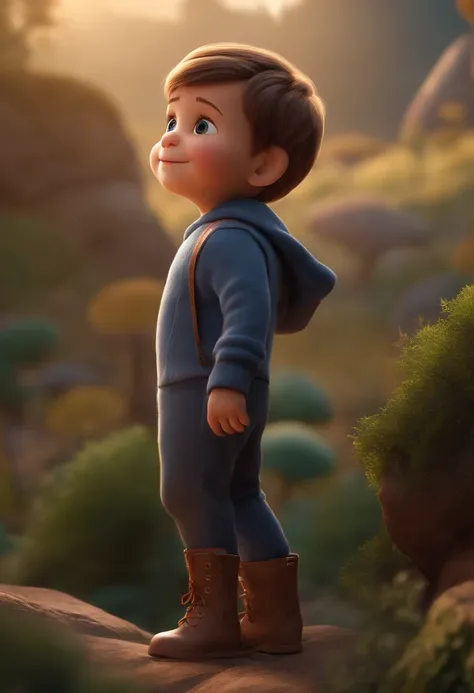 a happy cute kid standing short hair, vestindo uma fantasia espacial, , fundo branco, barnet, Tom, Estilo Pixar, ....3d, desenhos animados, rosto detalhado, asymmetrical 16k