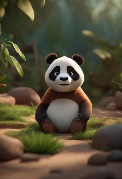 personagem dos desenhos animados de um panda com moletom verde, and with a white headset animation character, Caractere estilizado, animation style rendering, 3D estilizado, Arnold Maya render, 3 d render stylized, toon render keyshot, Personagem 3D, Perso...