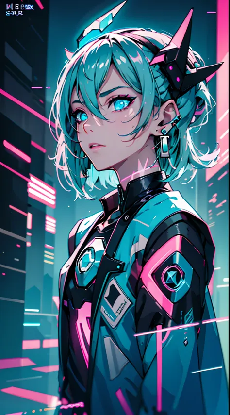 (masterpiece, best quality, night, silver hair:1.4), (cowboy shot:1.8), 8k, absurdres, beautiful girl, (wearable computer:1.6), cyberpunk, cyber goth, (cyberpunkoutfit, fluorescence pink accent, glowing pink lines on short jacket:1.4), neon, bracelets and ...