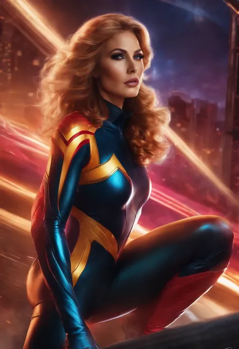 Superheroine wearing tight suit