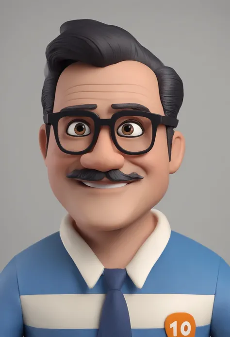 Cartoon character of a man with black glasses and a blue shirt, animation character, Caractere estilizado, animation style rendering, 3D estilizado, Arnold Maya render, 3 d render stylized, toon render keyshot, Personagem 3D, Personagem 3D, 3d rendering st...