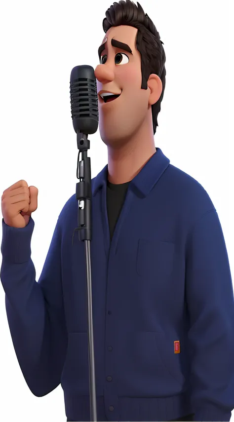 Um homem cantando estilo pixar alta qualidade ,melhor qualidade, pano de funo um palco ou club de soul music