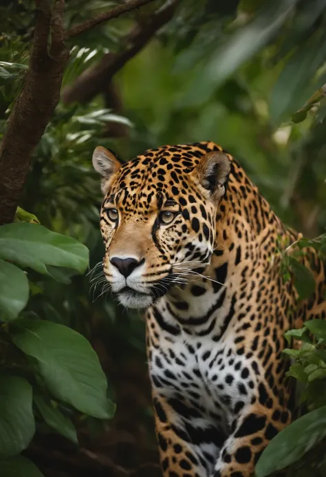 Jaguar showing only its head in the bush