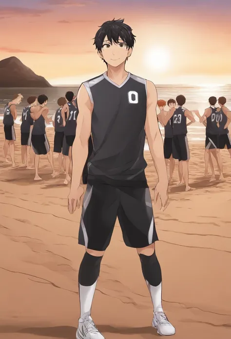 alta resolução, Tobio Kageyama ,Haikyuu!!, cabelos pretos, sozinho, 1st grade, macho, Praia, mar, Outside, Olhos detalhados, fechar para cima, voleibol de praia, cara cheia