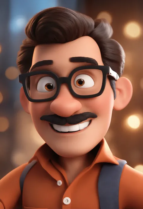 Cartoon character of a man with black glasses and a blue shirt, animation character, Caractere estilizado, animation style rendering, 3D estilizado, Arnold Maya render, 3 d render stylized, toon render keyshot, Personagem 3D, Personagem 3D, 3d rendering st...