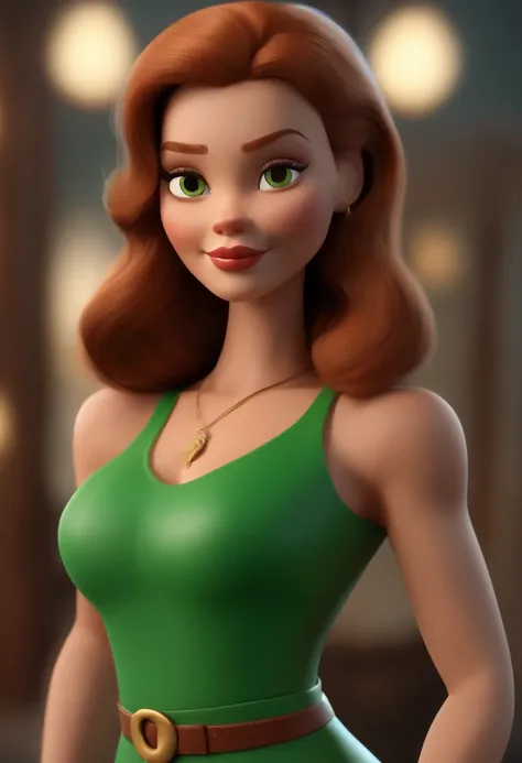 personagem dos desenhos animados de um UMA MULHER GORDINHA DE UNS 90KG, DE CABELOS PRETOS, uma camisa VERDE, animation character, Caractere estilizado, animation style rendering, 3D estilizado, Arnold Maya render, 3 d render stylized, toon render keyshot, ...