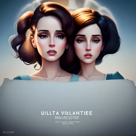 Lana del rey ultraviolence album cover as Disney Pixar style movie poster with title "ULTRAVIOLENCE"