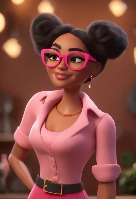 Cartoon character of a woman wearing black glasses and a pink shirt, um personagem animado, Caractere estilizado, animation style rendering, 3D estilizado, Arnold Maya render, 3 d render stylized, toon render keyshot, Personagem 3D, Personagem 3D, 3d rende...