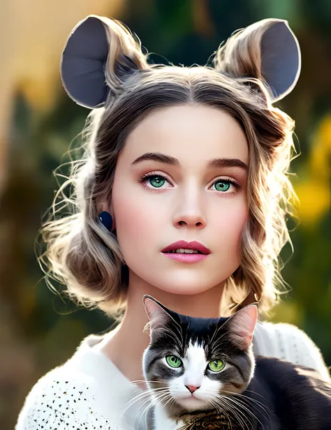 A Disney Pixar movie poster with Zara as the title. Include a grey long hair cat with green eyes and white on her face with white hair coming out her ears