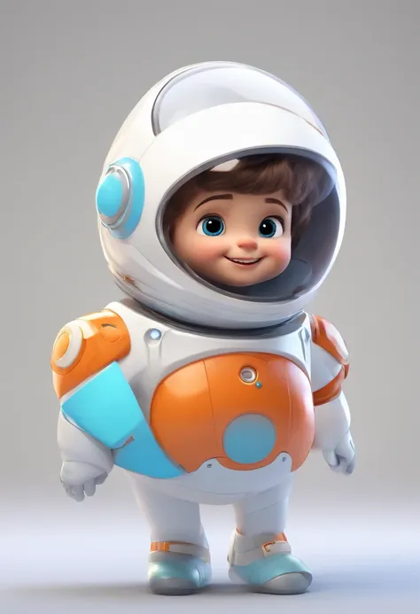 (a happy,smiling:1.1) cute (kid,child) standing, (with short hair:0.9), (wearing:a space costume,a spaceship costume), (against a simple:white,bright:white background), (with a barnet hairstyle), (with vibrant:1.1,colorful,pixar-style) theme, (in 3D:1.1,as...