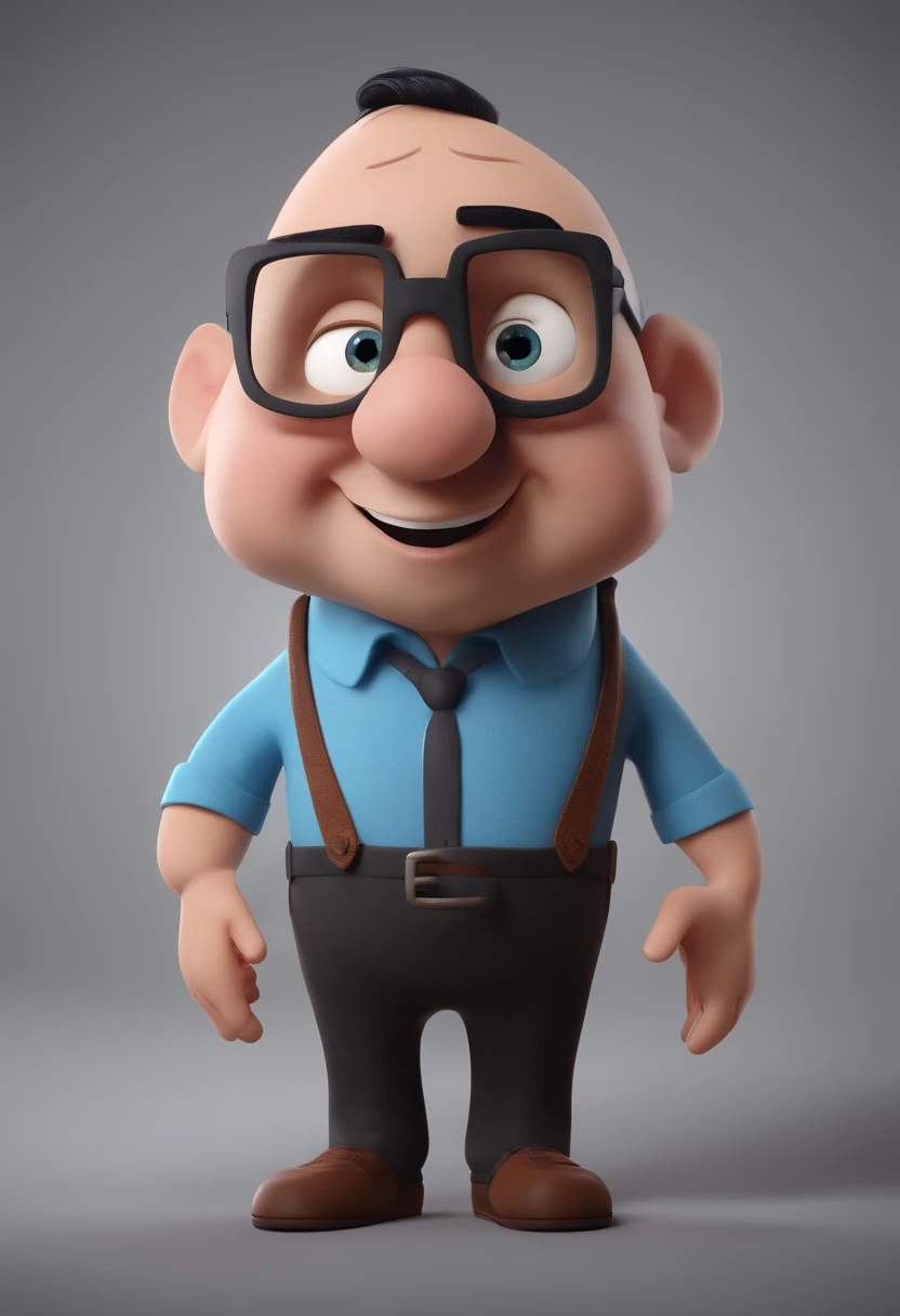 Cartoon character of a man with black glasses and a blue shirt, animation character, Caractere estilizado, animation style rendering, 3D estilizado, Arnold Maya render, 3 d render stylized, toon render keyshot, Personagem 3D, Personagem 3D, 3d rendering st...