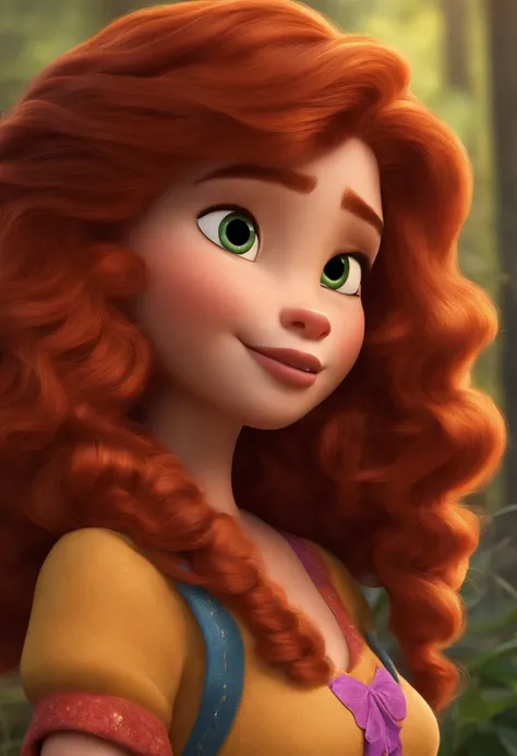 Poster disney pixar 3D ursinha ruiva cabelo longo