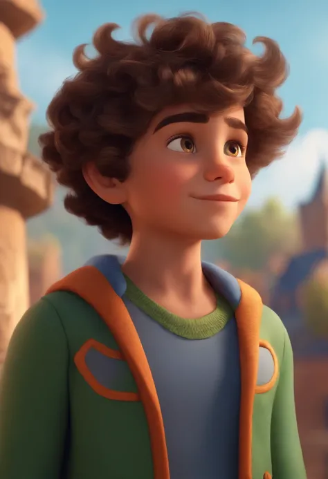 Image of a boy for a story in a YouTube video in Pixar format, Hes the little allabester, Hes the class leader, Hes outgoing, Playful and gets up for a lot of things, cabelo curto