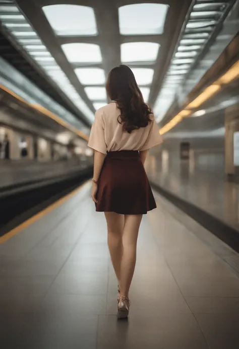 Realistic photos of Korean female, franja cruzada, Sorria levemente, camiseta, no aeroporto, Pov, eye level shot, Blurry, UHD, master part, Altas, 16k