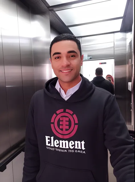 Man in black hoodie standing in an elevator, usando roupas netrunner, em um elevador, elemento de horror, Elementos, arousal, Elementar, elevador, Directed by: Fletcher Martin, Elliot Alderson, muitos elementos, Clemente Hurd, por Else Alfelt, Jeremy Benne...