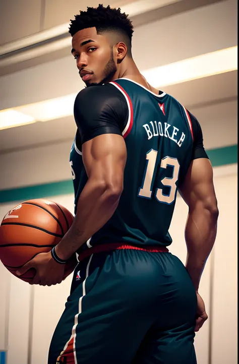 Black male basketball player with a large butt