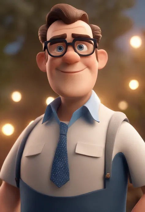 Cartoon character of a man with black glasses and a blue shirt, animation character, Caractere estilizado, animation style rendering, 3D estilizado, Arnold Maya render, 3 d render stylized, toon render keyshot, Personagem 3D, Personagem 3D, 3d rendering st...