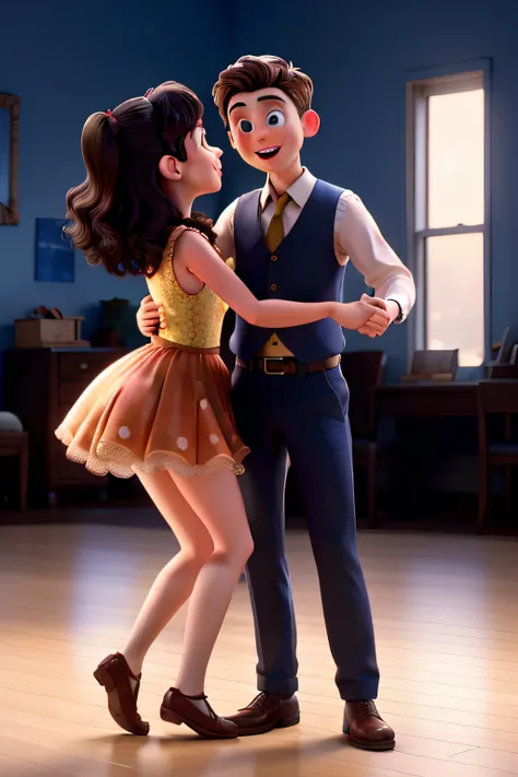 Two young people dancing in a pixar movie with title come to dance cmigo