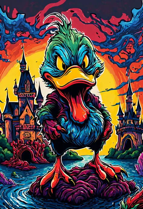 ((masterpiece), ((best quality)), ((ultra-detailed)), “witness duck donald’s venomized evolution as he stands defiantly against ...