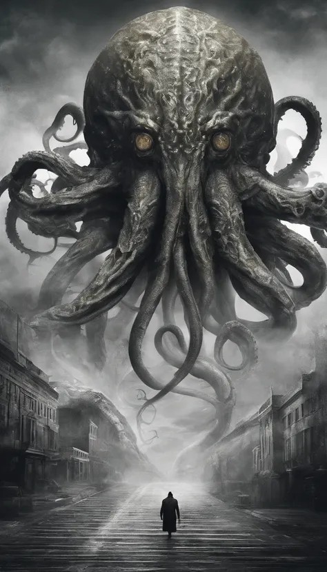 A detailed PNG image of Cthulhu, an homage to H.P. Lovecrafts creation, set against a clean white background, available in both 4k and 8k resolutions, capturing the eldritch horror of the cosmic entity