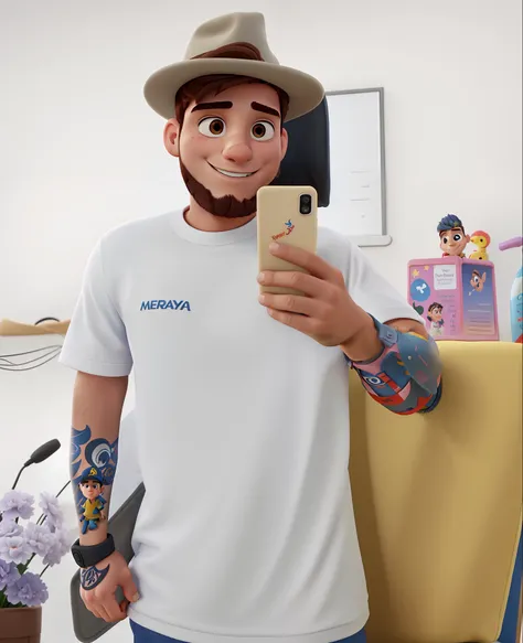 Um jovem moreno de 25 anos,  estilo Disney pixar, melhor qualidade, maior qualidade