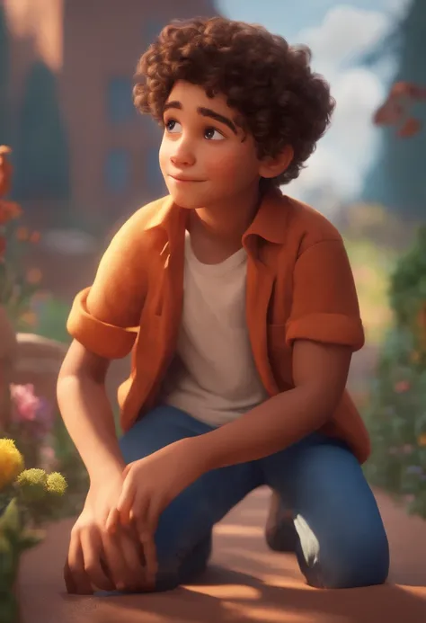 Image of a boy for a story in a YouTube video in Pixar format, Hes the little allabester, Hes the class leader, Hes outgoing, Playful and gets up for a lot of things, cabelo curto