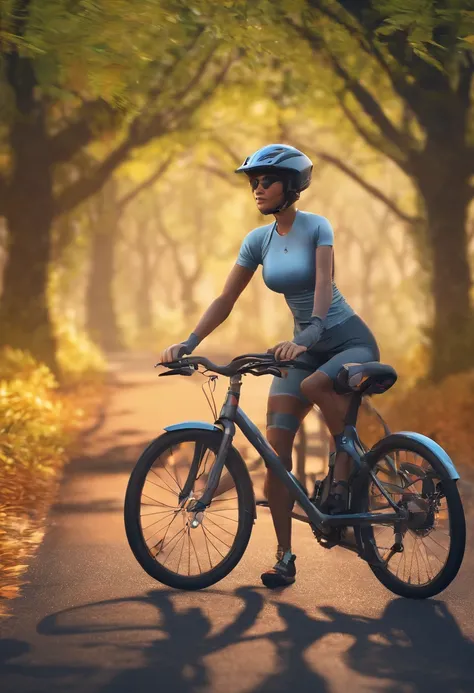 Mulher sentada em uma bicicleta em uma estrada de terra, imagem de uma motociclista feminina, ciclismo!!, tiro frontal completo, tiro de comprimento total, horseback riding, whole body view, imagem de perfil, Alma piedosa, Motivacional, Colocados, motocicl...