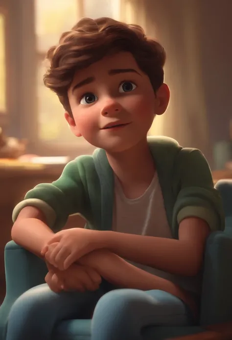 Image of a boy for a story in a YouTube video in Pixar format, Hes the little allabester, Hes the class leader, Hes outgoing, Playful and gets up for a lot of things