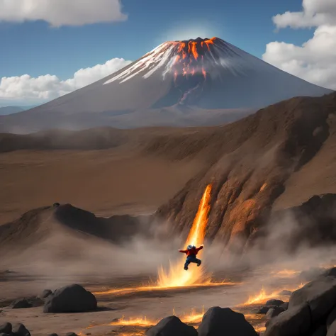 Puerto Rican being thrown into a volcano