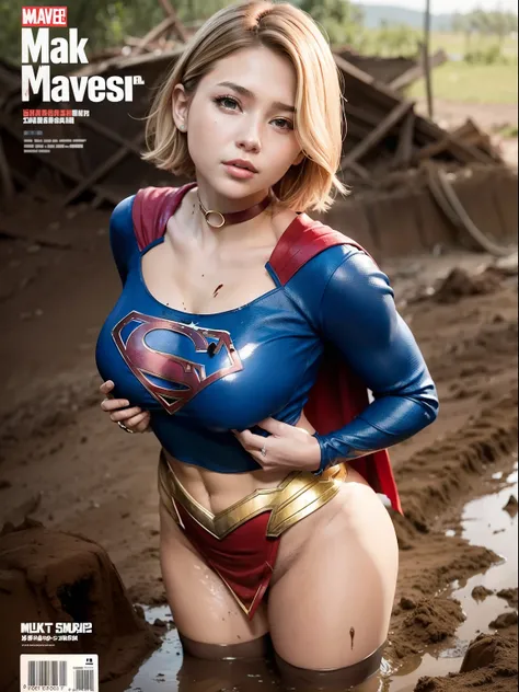 ​masterpiece、Short-haired Supergirl sleeps buried in rubble、large full breasts、a choker、Looking at the camera、Enamel costume、Mud stains、Covered in mud、Exhausted、Weekly magazine cover、masturbation、cum on、a miniskirt、sexy  pose、Bukkake、Muddy、syncope、Fayue、Pl...