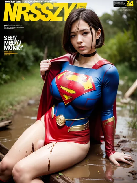 ​masterpiece、Short-haired Supergirl sleeps buried in rubble、large full breasts、a choker、Looking at the camera、Enamel costume、Mud stains、Covered in mud、Exhausted、Weekly magazine cover、masturbation、cum on、a miniskirt、sexy  pose、Bukkake、Muddy、syncope、Fayue、Pl...