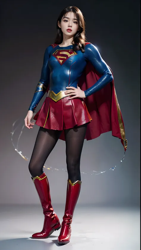 Painful look、Suffering、Weakness、die、Beautiful girl fighting、japanes、Cute Beautiful Girl、(((Wear black tights on your beautiful legs.)))、(((beauty legs)))、(((Open thighs)))、((((Make the most of the original image)))、(((Supergirl Costume)))、(((Beautiful hair...