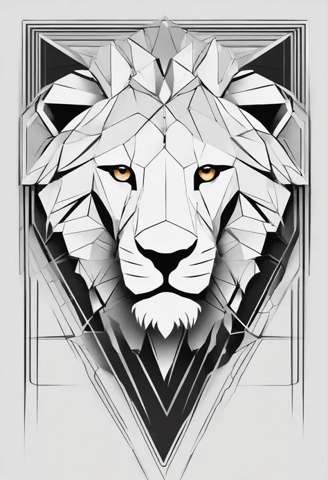 Make a logo of a white lion on a black background, The lion has to be futuristic, so make it totally minimalist as minimalist as you can and abuse a lot of geometric shapes, Make it so minimalist that you only have geometric and futuristic square silhouett...