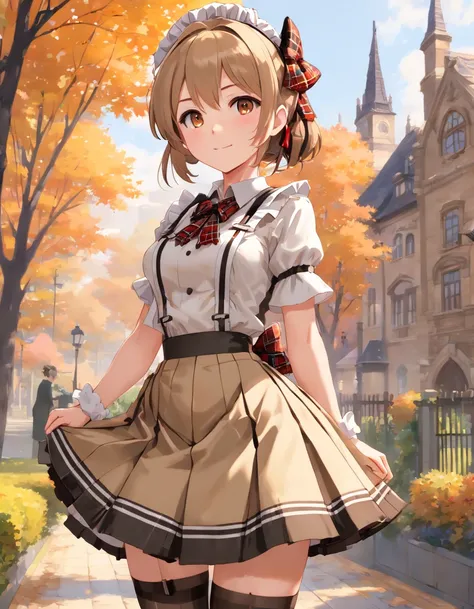 slim body,cinematic lighting,(she lifts skirt a lot and shows pubic hair and overflowing pussy juice from pussy:1.5), (small nipple visible through tartan plaid beige gothic lolita maid with ribbon:1.4), wide open very slim legs:1.2,pale white beautiful sk...