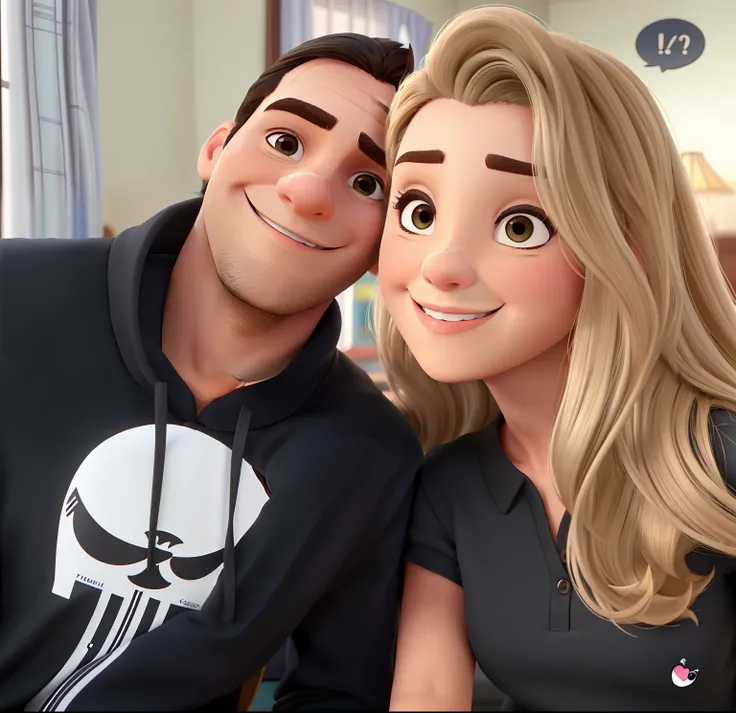 Casal feliz igual filme da Disney amor, great quality, cabelo preto do homem, cabelo castanho escuro mulher