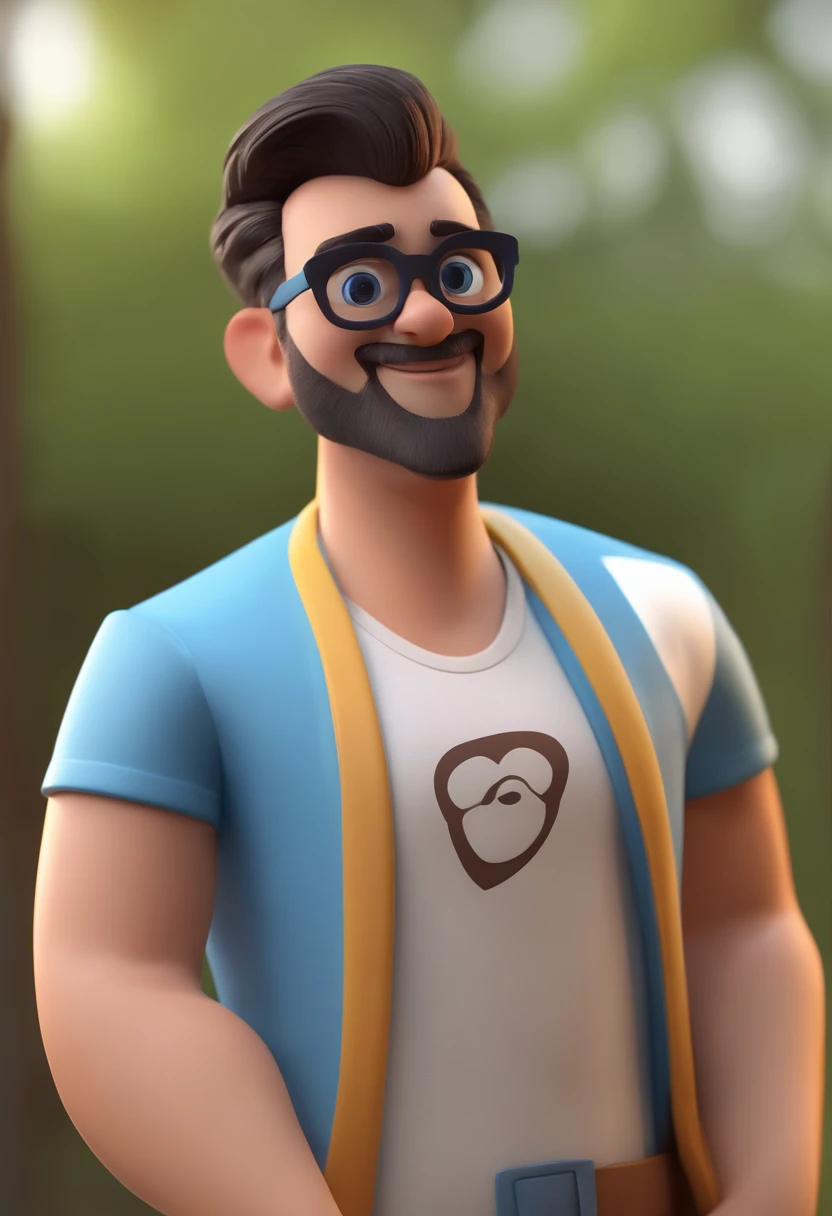 Cartoon character of a man wearing black glasses and a blue shirt, um personagem animado, Caractere estilizado, animation style rendering, 3D estilizado, Arnold Maya render, 3 d render stylized, toon render keyshot, Personagem 3D, Personagem 3D, 3d renderi...