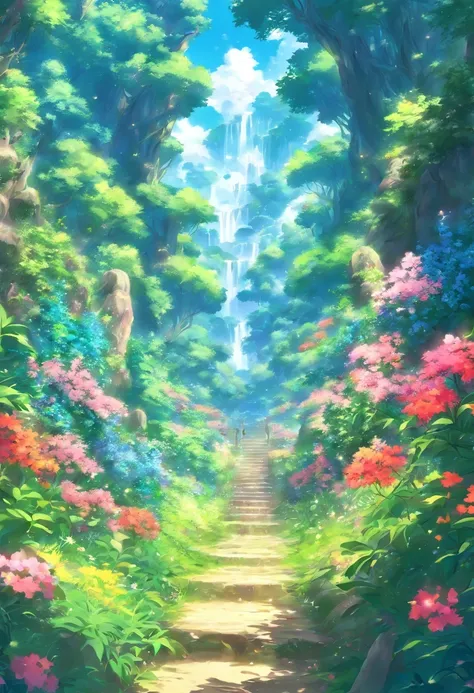 Floresta, melhor qualidade, background, flowers, fantasy